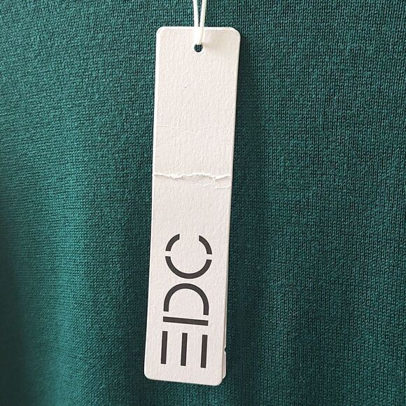 New With Tags Size XS EDC By Esprit Dark Green Long Sleeve Round Neck‎ Dress - Picture 10 of 14